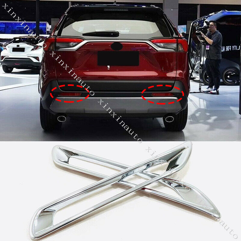 2X Chrome Rear Bumper Fog Light Frame Cover Trim for Toyota RAV4 2019-2021 2022