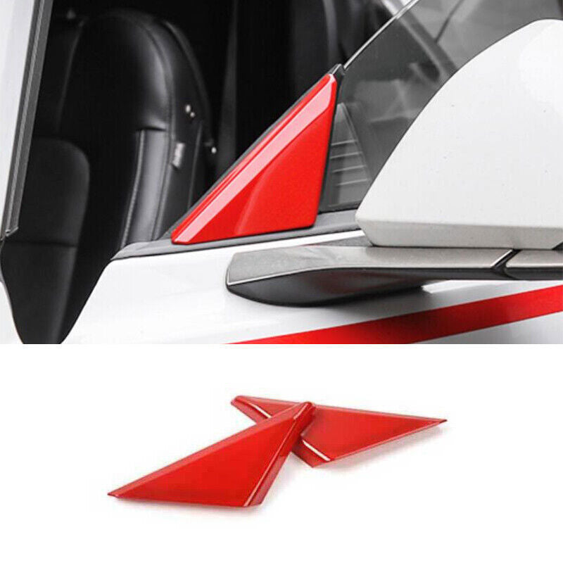for Ford for Mustang 2017-2023 Glossy Red A-Pillar Front Triangle Cover Trim 2pcs