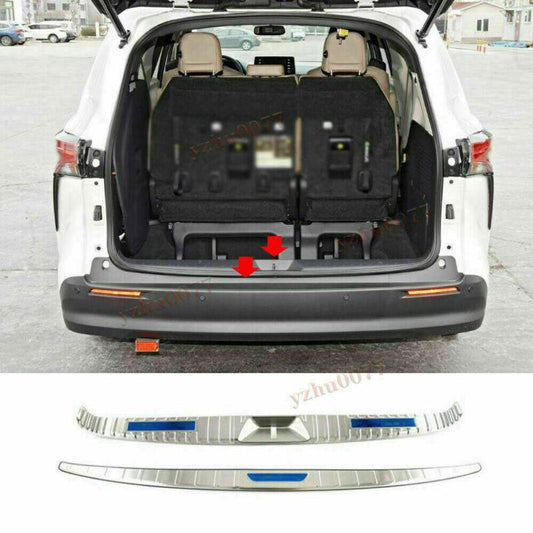 Silver rear bumper guard cover trim for Toyota for Sienna 2021 - 2024