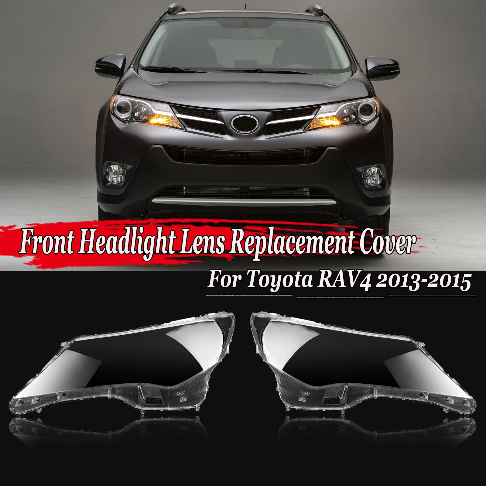 2x Front Headlight Lens Cover Shell LampShade Cap for Toyota RAV4 2013-2015