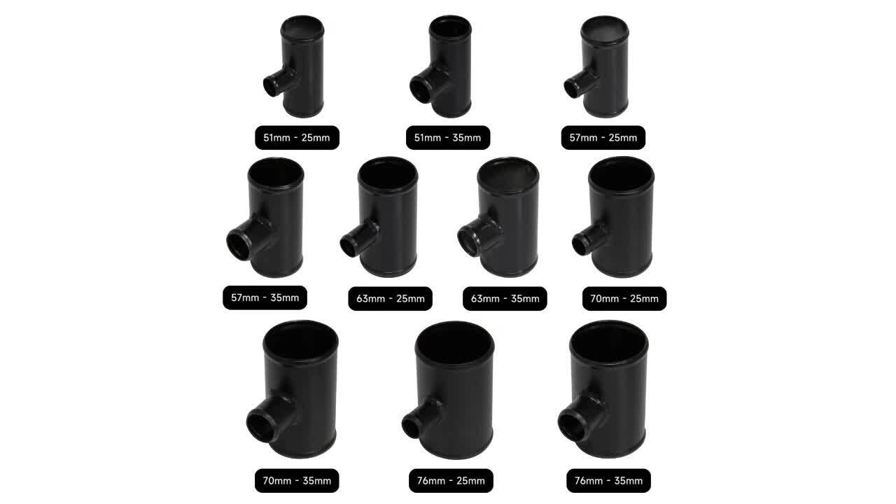 2.75 Blow Off Valve Adapter Aluminum T-Pipe Shape Tube For 35mm ID BOV Black