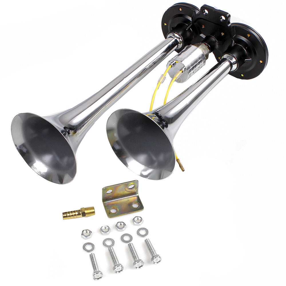 Air Horn Dual Trumpet Truck Loud 12v Train Car Kit Compressor 150DB for 12V Car
