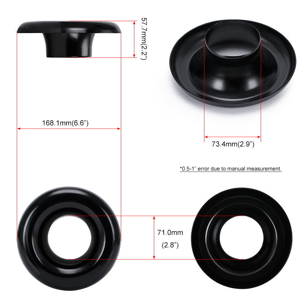 3 black Short for Ram Cold Air Intake Turbo Horn Aluminum Velocity Stack Adapter