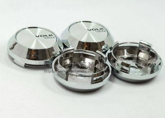 Brand New 4-Piece 64mm Volk Rays Wheel Caps, Wheel Center Caps, Badges, Chrome TE37