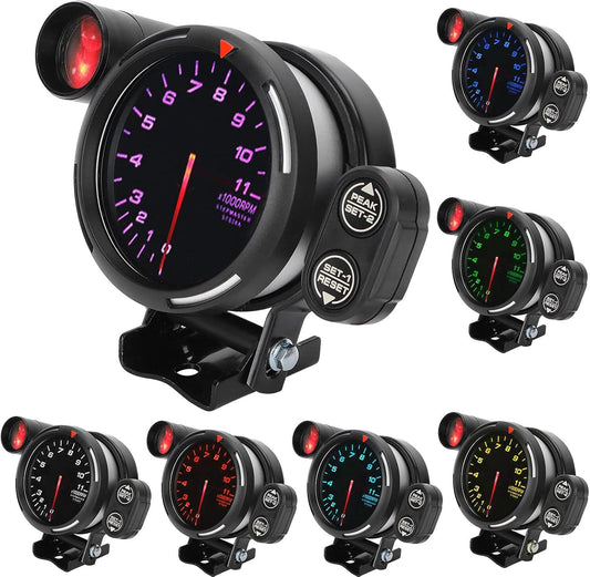 RPM Tacho Specification, 3.15-inch Automotive Tachometer, RPM Meter, 7 Colors, Highly Sensitive