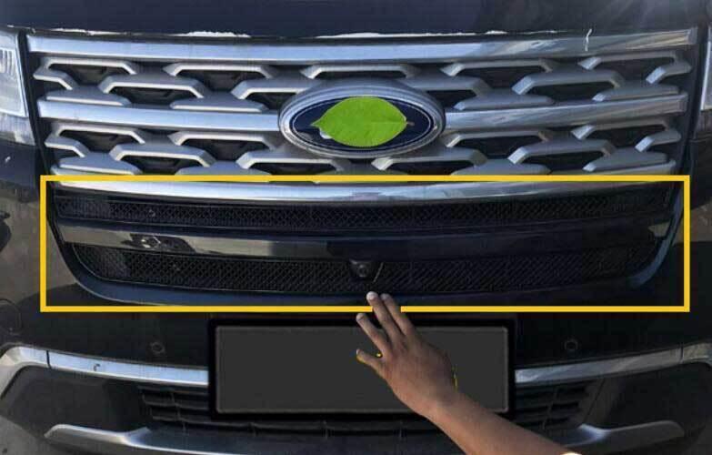 Front Upper Mesh Grille Grill Cover for Ford Explorer 2018-2019 Black Aluminum