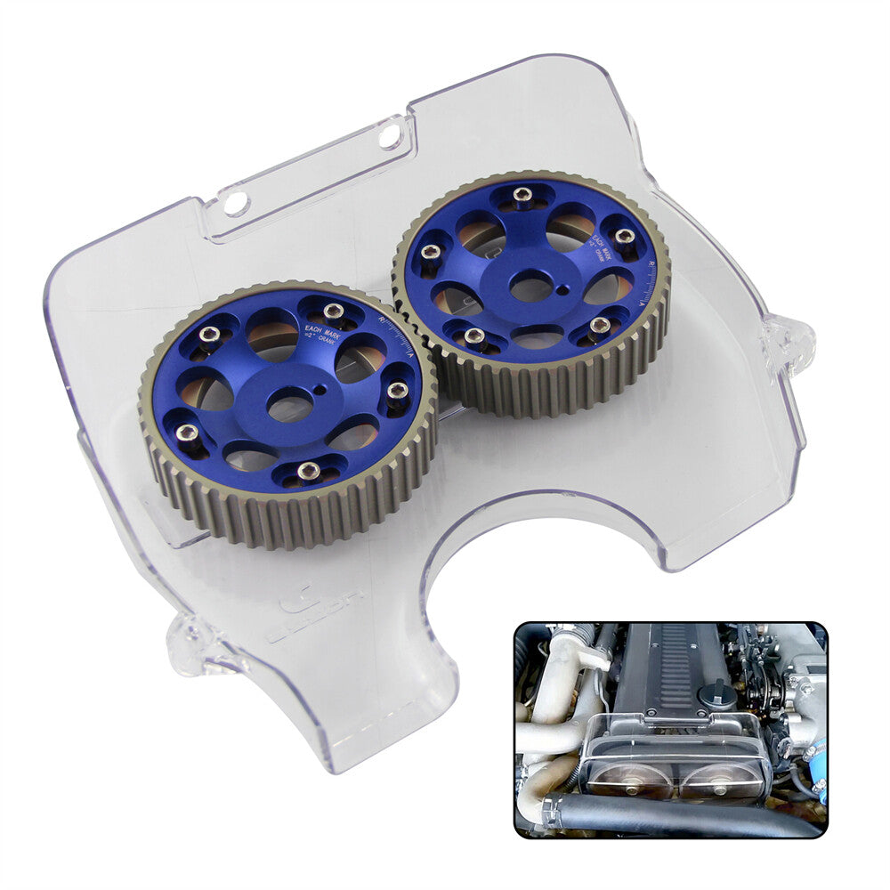 Cam Gear Pulley+Cam Cover for Toyota Supra Chaser Soarer Cresta 1JZ-GTE Blue