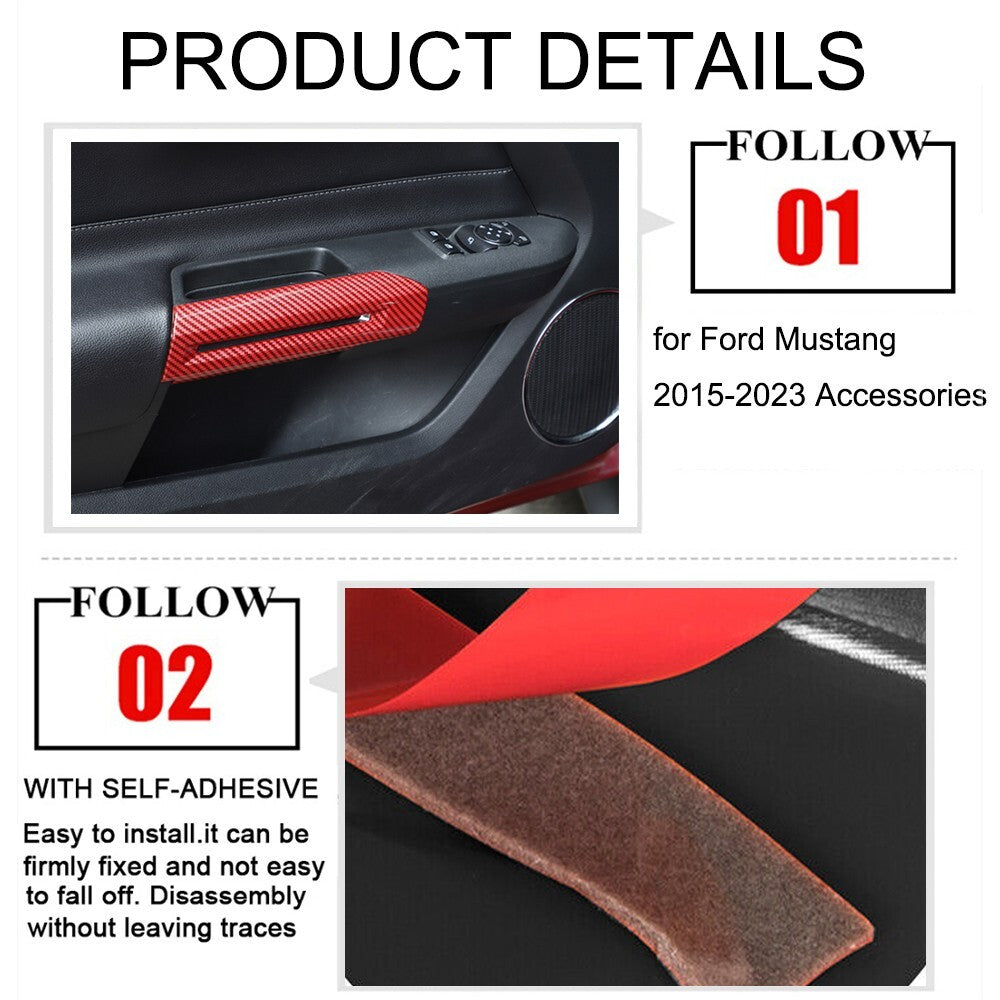 Interior Door Handle Armrest Cover Trim for Ford for Mustang 2015-2023 Accessories
