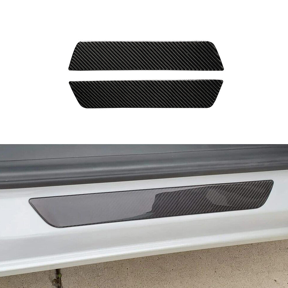 2Pcs Carbon Fiber Interior Rear Door Sill Accent Cover Trim for Tesla for Model Y /3