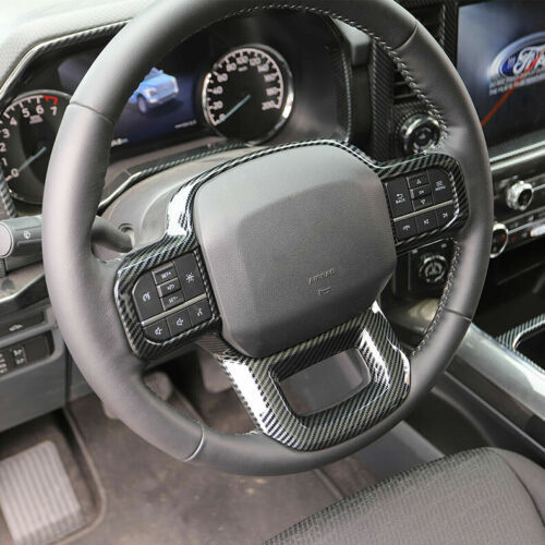 for Ford F150 F-150 2021-2023 Carbon Fiber Inner Steering Wheel Frame Cover Trim