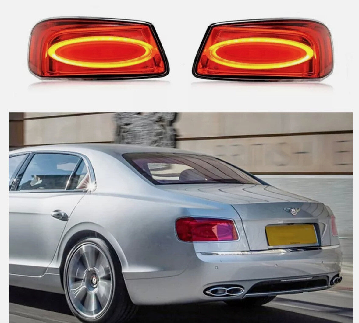 1-piece left red LED taillight assembly for Bentley Flying Spur 2014-2019 rear lights.