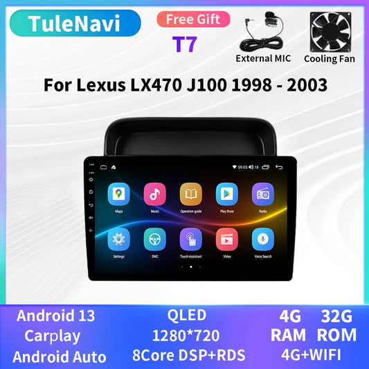 for LEXUS LX470 for Land Cruiser LC 100 1998-2003 CarPlay Car Radio GPS Video Player