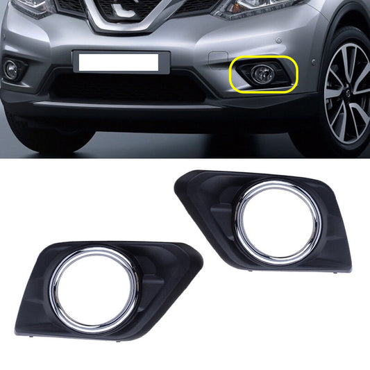 A pair of front fog light bezel cover trims are available for 2014-2016 for Nissan Rogue X-trail.