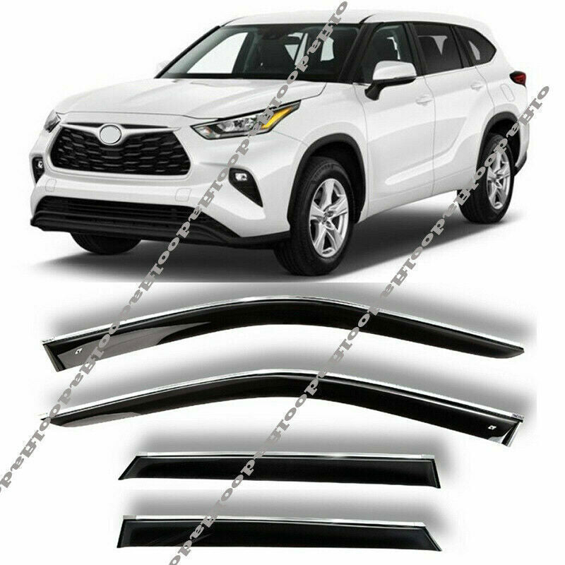 for Toyota Highlander 2020-2024 Window Visors Sun Rain Guard Deflector W/Chrome