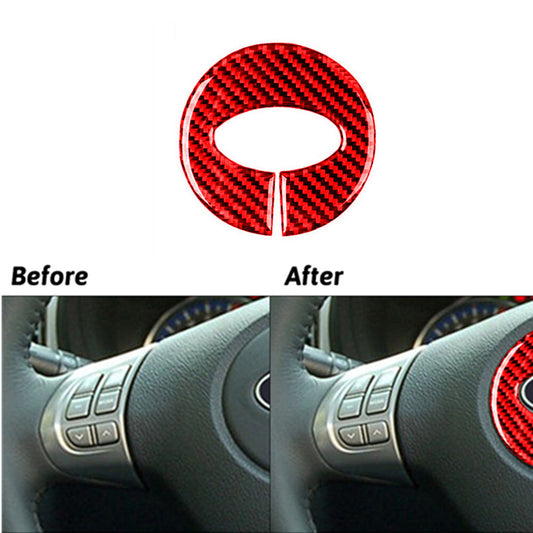 Red Carbon Fiber Interior Steering Wheel Cover Trim for Subaru Forester 2009-13