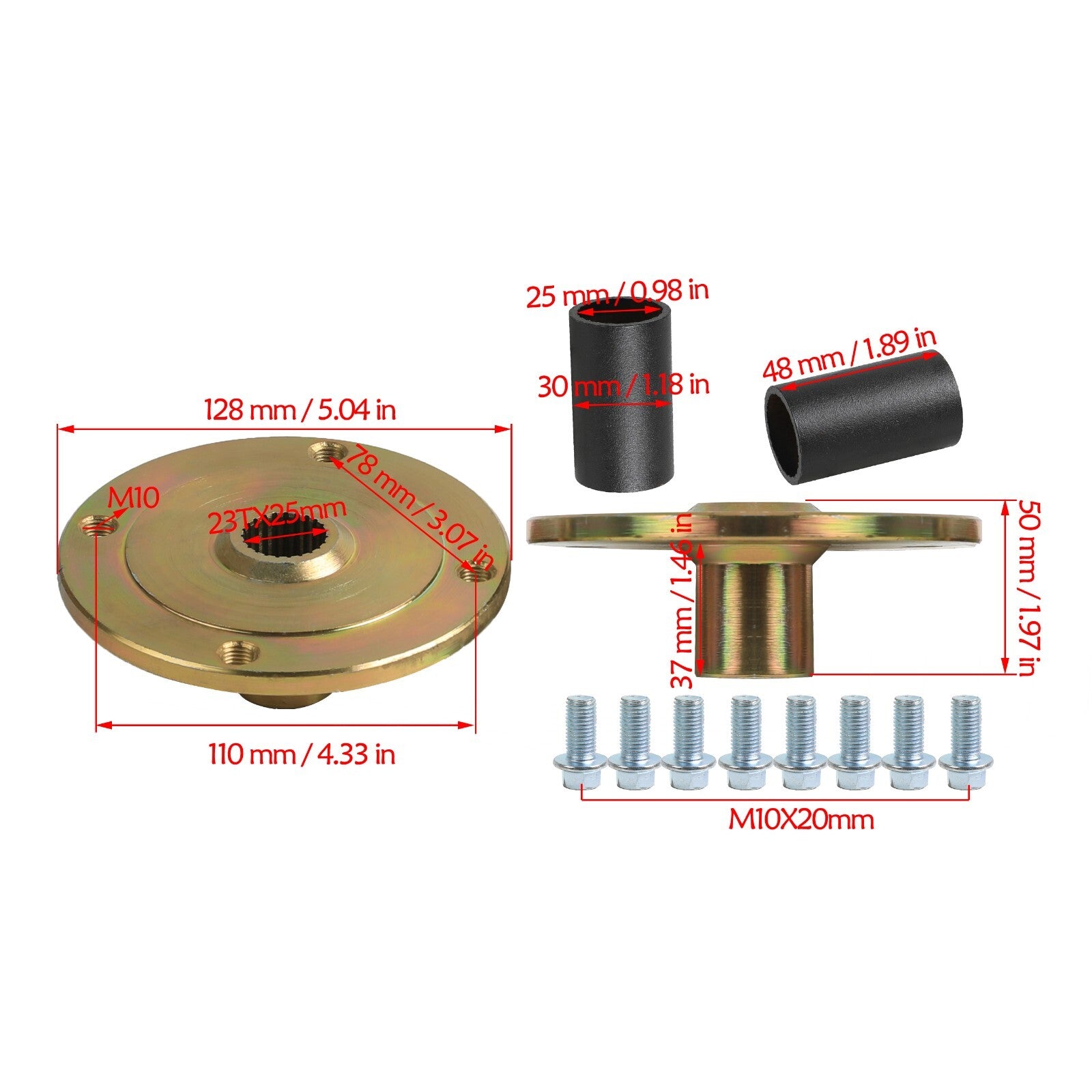2-pack of 8-inch wheels (18x9.5-8, 18x9.50-8), tires, rims with 4 lugs + 23T axle, go-kart, four-wheel all-terrain vehicle.