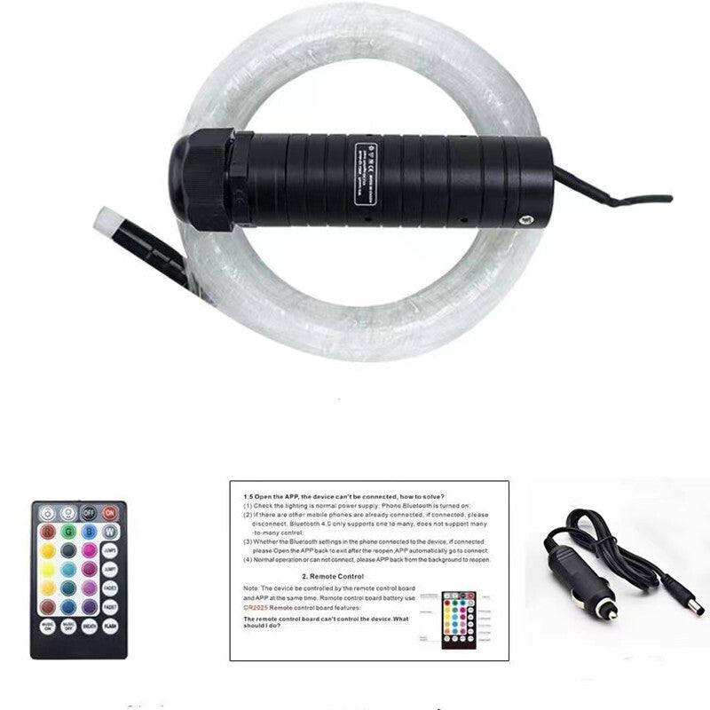 6W Car Roof Star Starry Sky Ceiling Fiber Optic Decoration RGB Light LED Kit APP