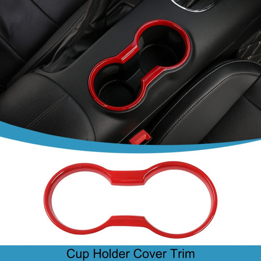 Red Central Control Water Cup Holder Cover Frame Trim for Ford for Mustang 2015-2023