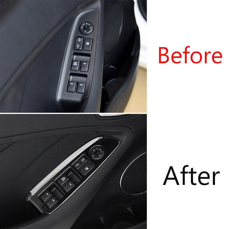 Black Steel Glass Window Lifting Lock Panel Trim For Auto for Kia K3 Forte 2014-2018
