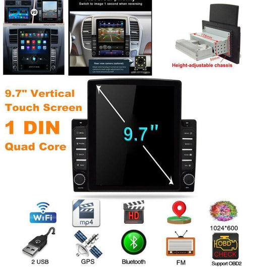 9.7 Vertical Touch Screen 1DIN Android Car Stereo FM GPS Navigation WIFI Player