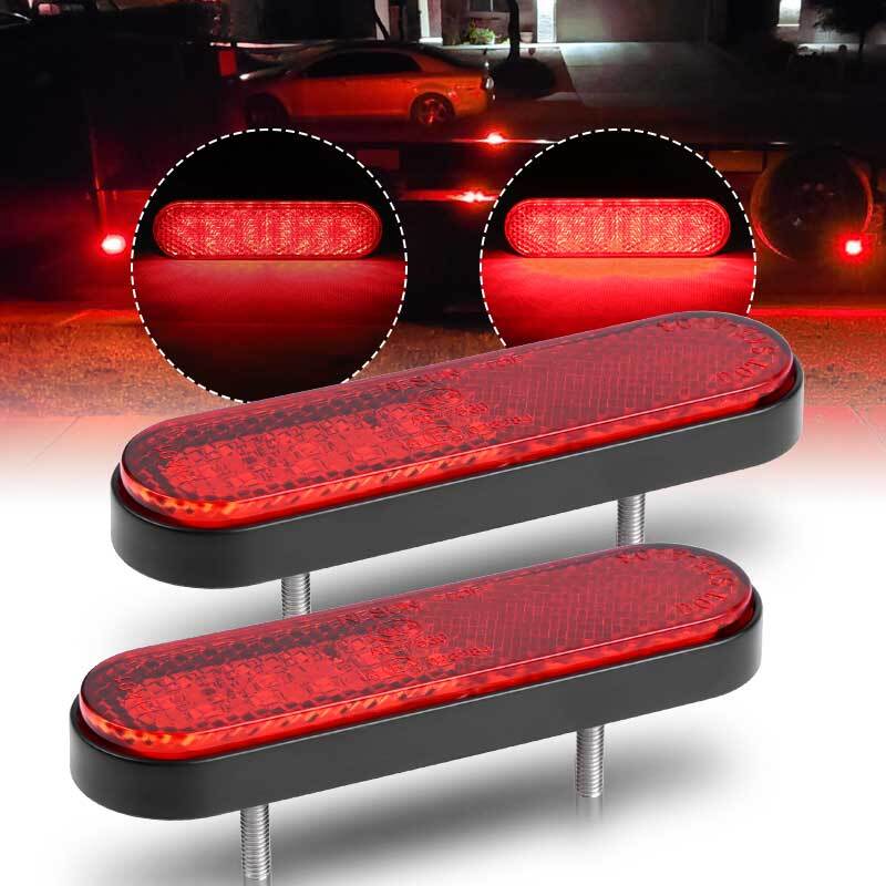 2x Reflector 24LED Red Rear Tail Brake Stop Light Universal Motorcycle Car Truck