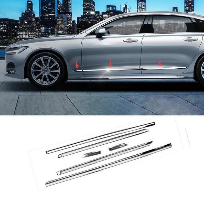 for Volvo S90 2017-2021 ABS Chrome Side Door Body Molding Cover Strip Trim 6x