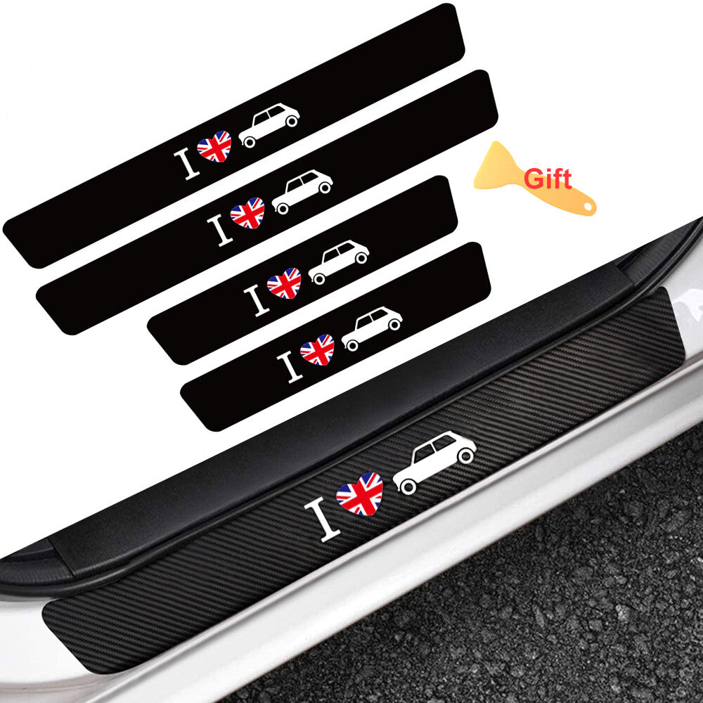 4x for Mini Cooper Countryman Carbon Fiber Car Door Sill Plate Protector Sticker