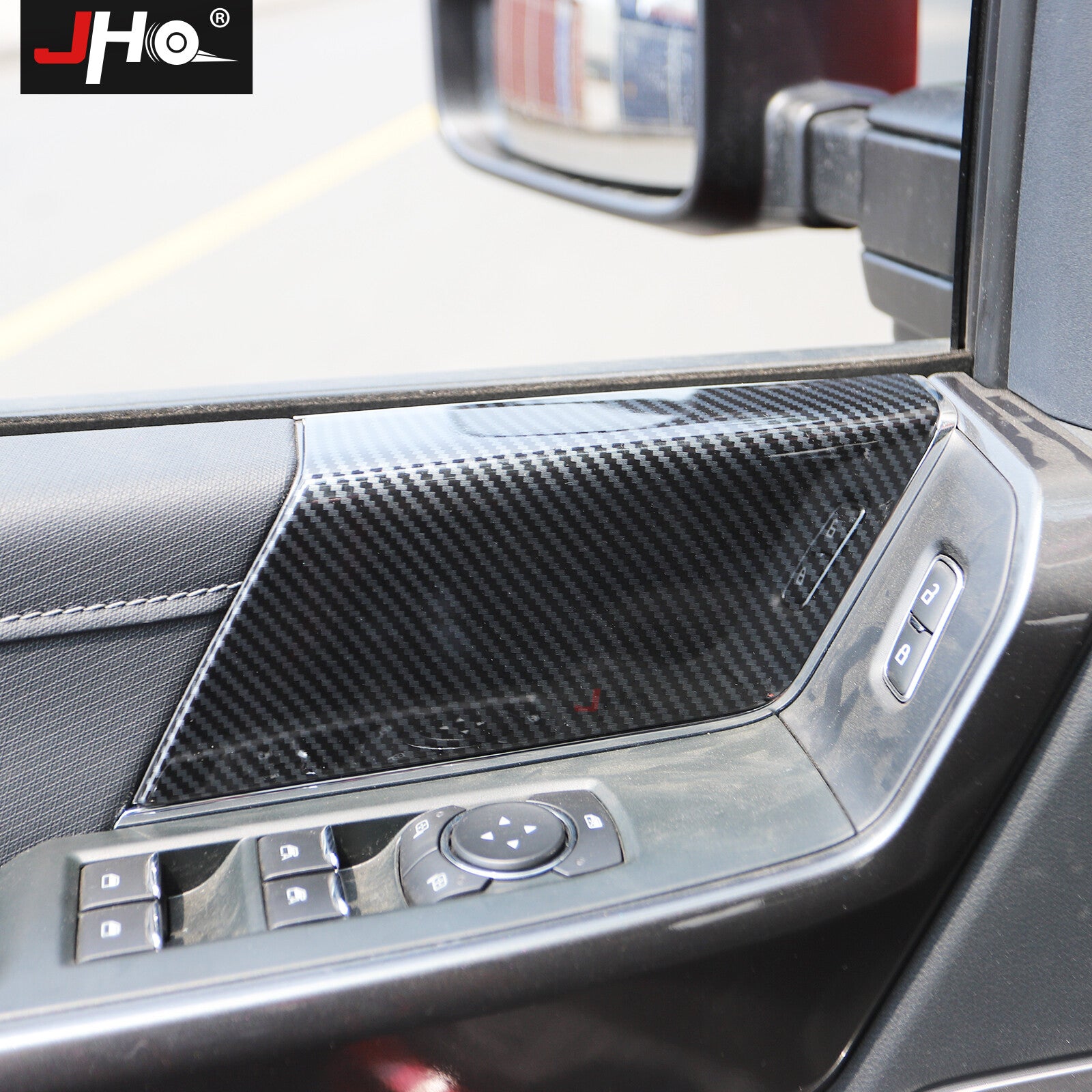 Carbon Fiber Inner Front Side Door Panel Cover Decor for Ford F150 F-150 2021