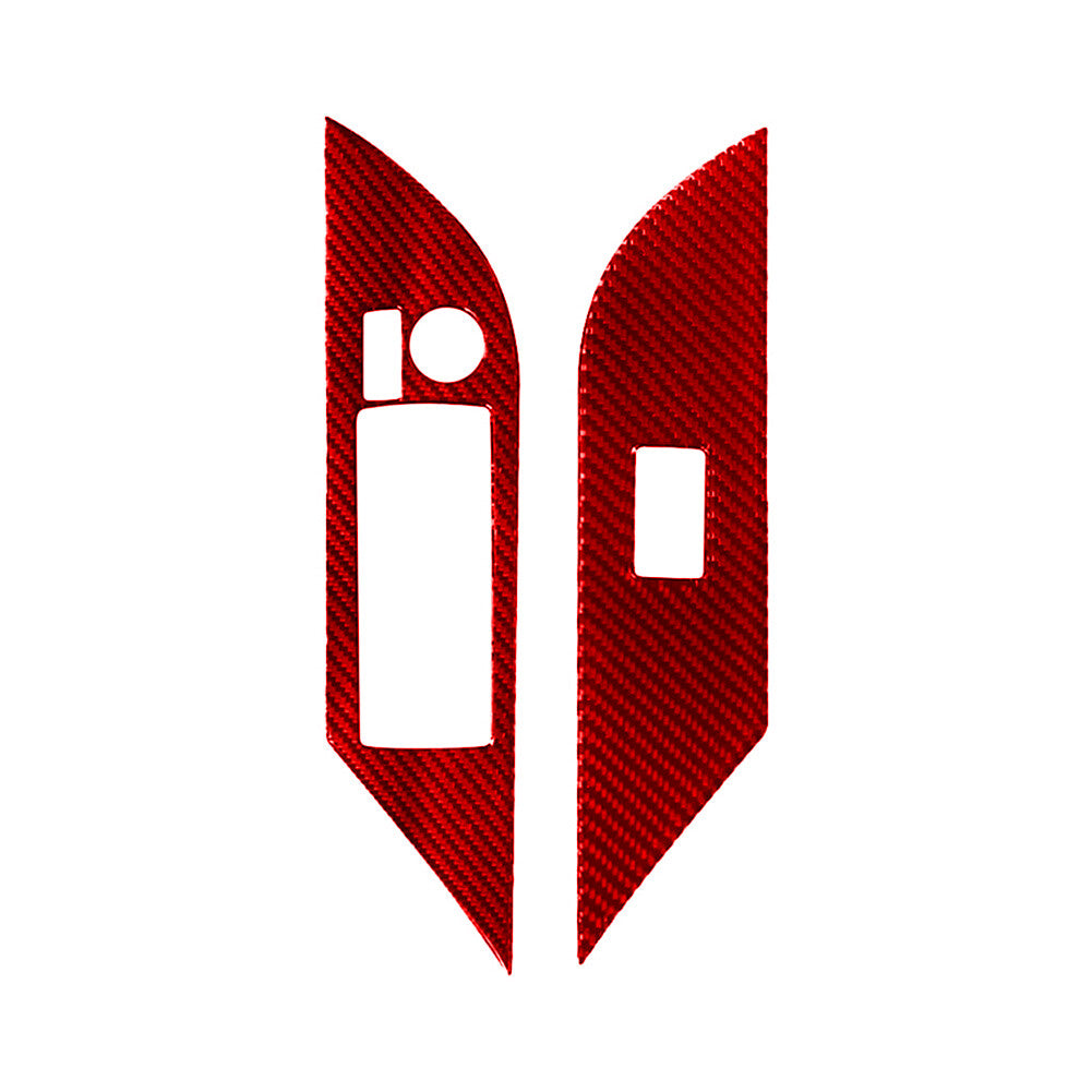 2X Red Carbon Fiber Front Door Control Cover Trim for Toyota Hilux 2015-21 TypeA