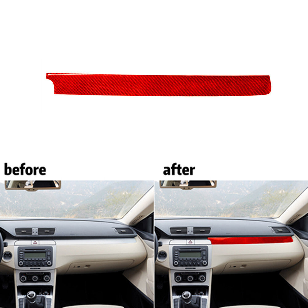 Red Carbon Fiber Passenger Dashboard Cover Trim for Volkswagen for Passat 2006-2011