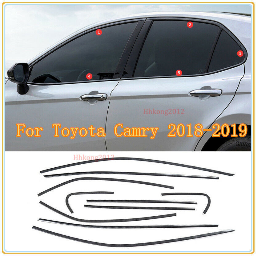 for Toyota for Camry 2018-23 Carbon Fiber Steel Full Window Sill Cover Strip Trim10