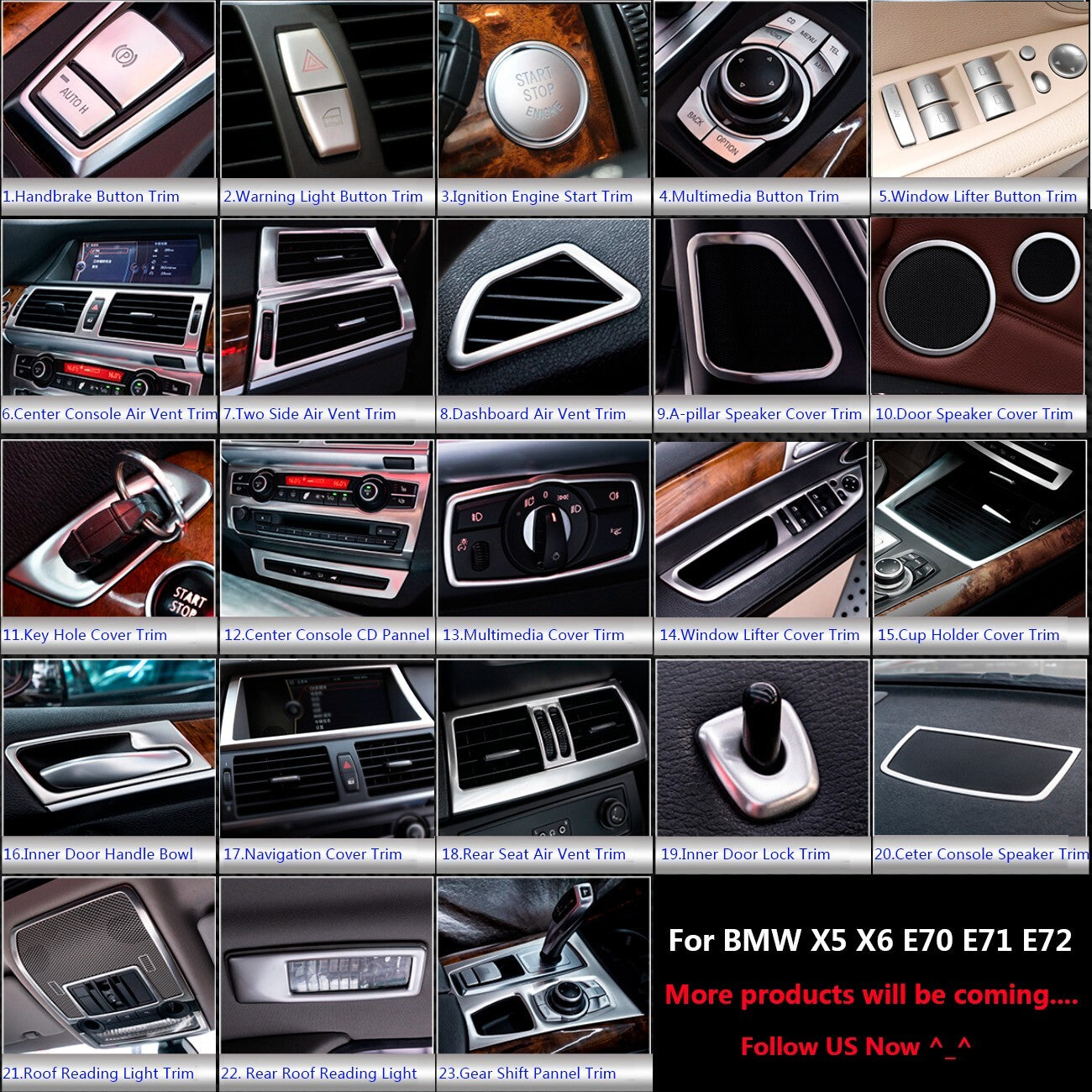 Stainless for BMW X5 E70 Car Interior Inner Door Handle Bowl Cover Accessories