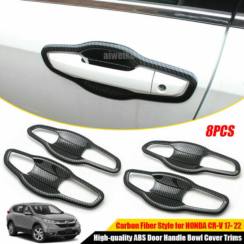 8Pcs Carbon Fiber Outer Door Handle Bowl Cover Trim for Honda CR-V CRV 2017-2022