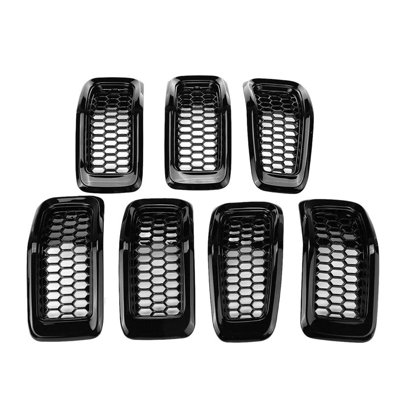 7-Piece Gloss Black Front Grille Insert Decorative Cover for 2014-2018 for Jeep Cherokee