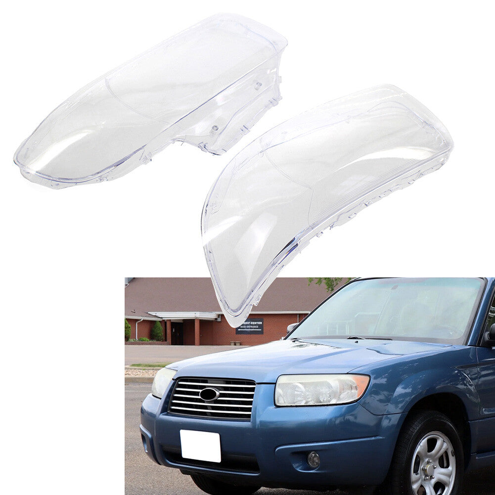 Pair Car Front Headlight Headlamp Lens Cover for Subaru Forester 2006-2008