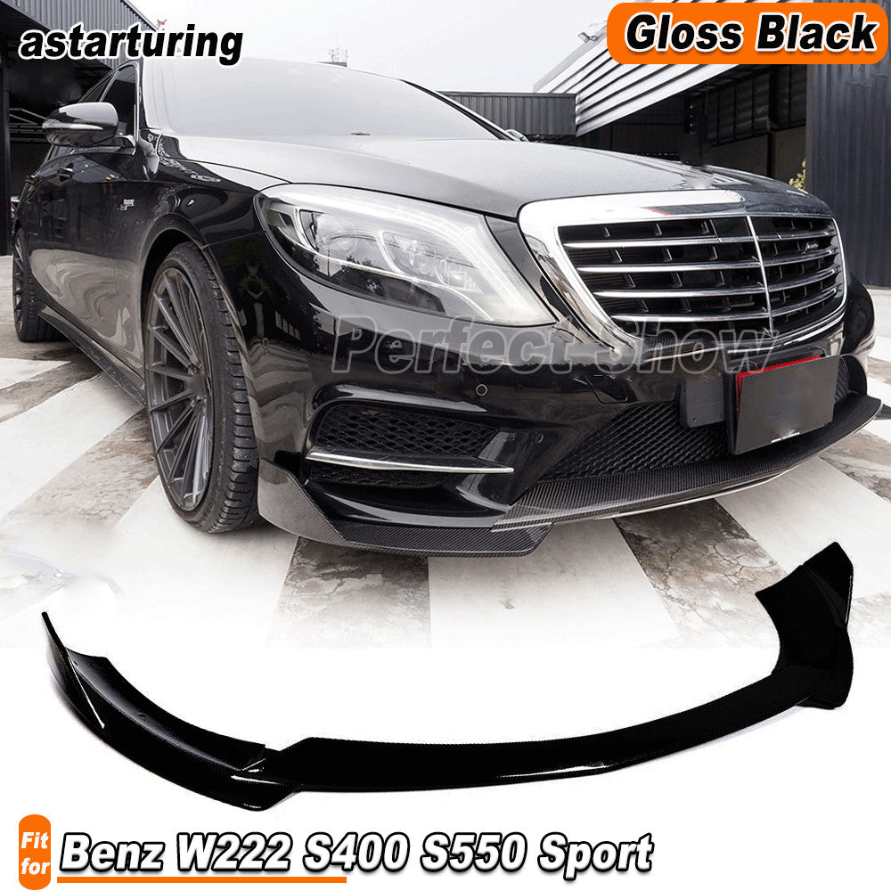 Fit for Benz W222 S400 S550 Sport 2014-2017 Gloss Black Front Bumper Lip Spoiler