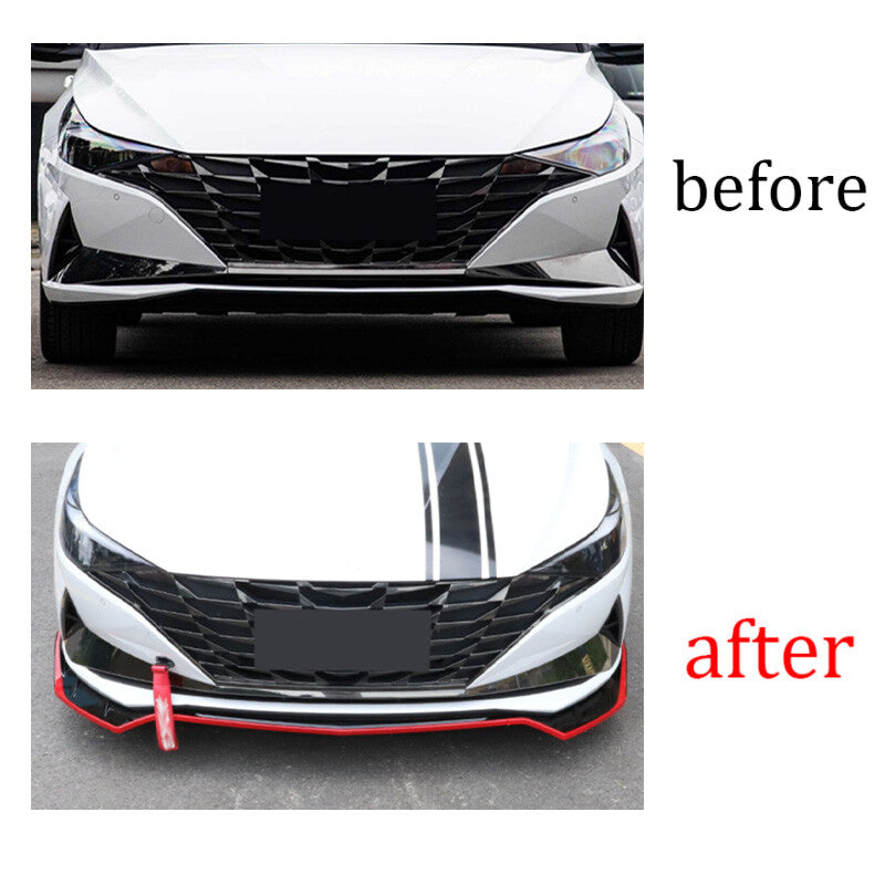 for Hyundai for Elantra 21-23 Black Red Style Front Bumper Lip Spoiler Splitter 3PCS