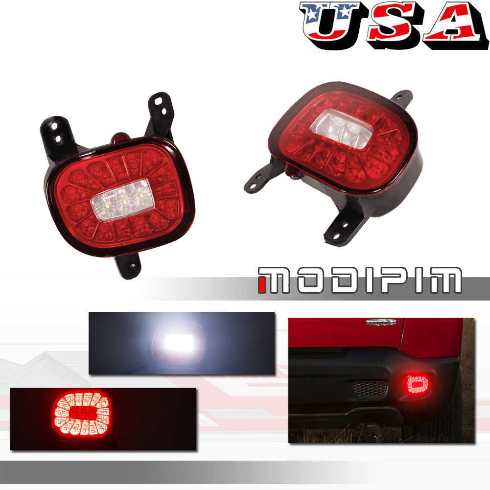 Two-pack of white spare lights and red taillights or rear fog lights for 2015-2022 for Jeep Renegade.