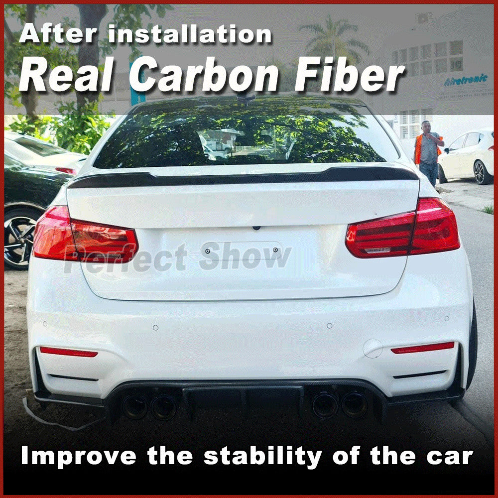 Fit for BMW F30 320i 340i F80 M3 Rear Trunk Spoiler Racing Wing Lip REAL Carbon
