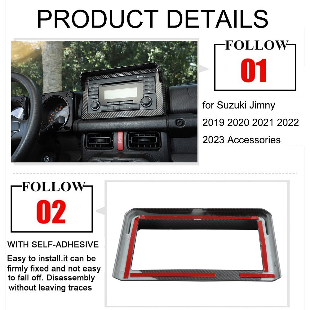 Carbon Fiber GPS Navigation CD Screen Cover Frame Trim for Suzuki for Jimny 2019-23