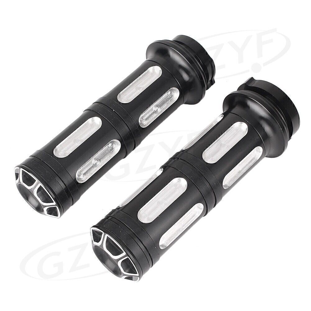 2x CNC 1 Handlebar Hand Grips for Harley Touring Road Street Glide 1996-2007