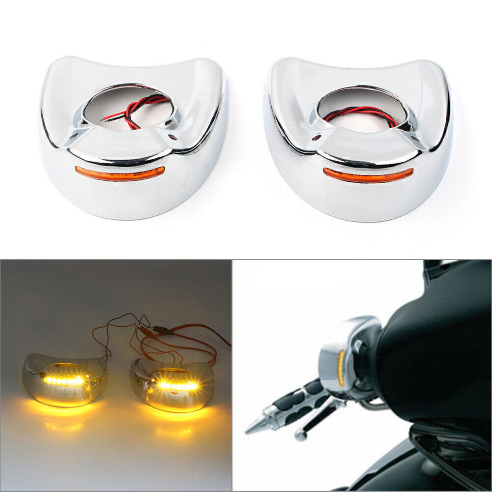 Fairing Mount Side Mirror LED Cover Shell Fit for Harley Electra Glide 96 -13 Yellow