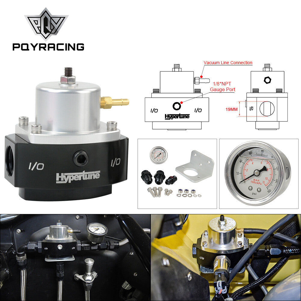 E85 Adjustable EFI Bypass Fuel Pressure Regulator 6AN AN8 Fitting 1/8Gauge Port