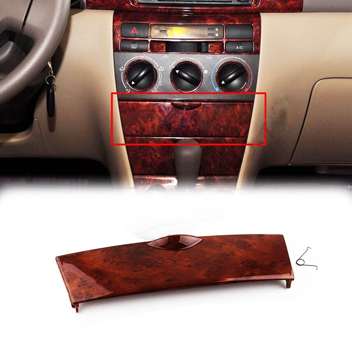Peach Wood Center Console Storage Box Panel Cover for Toyota for Corolla 2003-2008