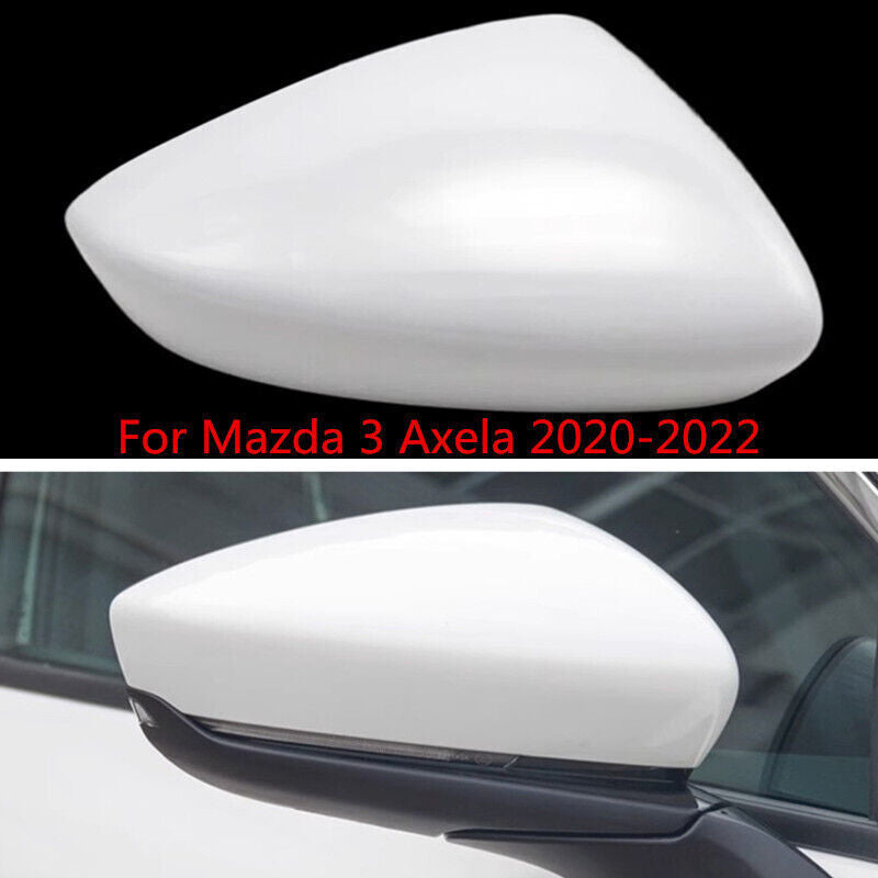 White ABS Rearview Mirror Shell Cover Cap Right Side for Mazda 3 Axela 2020-2022