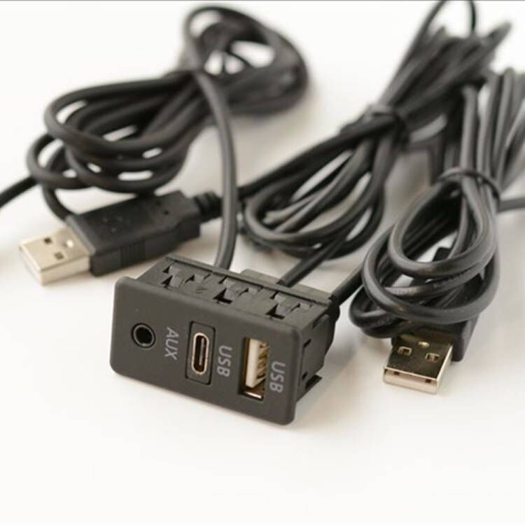 Car Dash AUX Flush Panel Mount Extension Cable Adapter 2 USB Port For Truck for SUV
