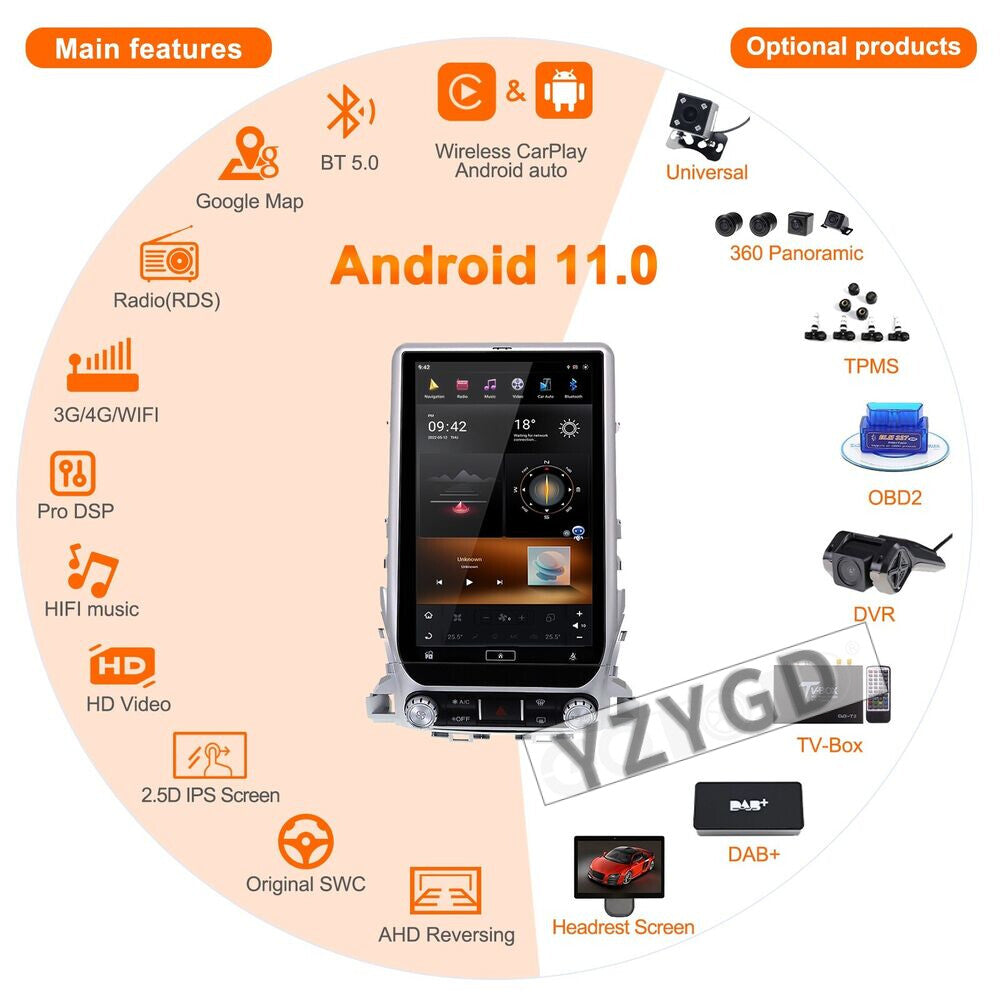 Android Car Stereo Radio Carplay for Toyota for Land Cruiser LC200 2016-2018 128GB