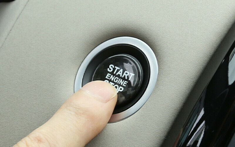 for Jaguar XJ 2010-2019Carbon Fiber Start Stop Button Ignition Switch Cover Trim