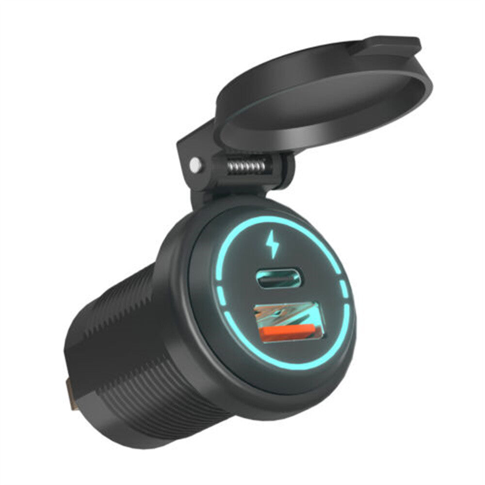 Car Charger Cigarette Lighter Socket Charging Power Outlet Dual USB Type-C Port