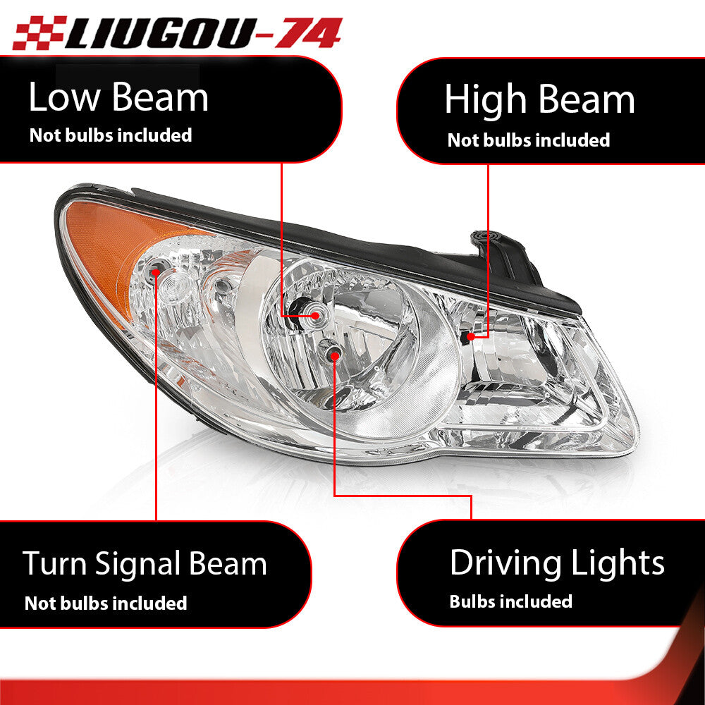 Transparent lens suitable for 2007, 2008, 2009, and 2010 for Hyundai for Elantra chrome headlight assemblies.